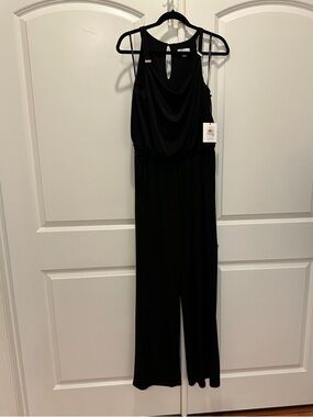 Calvin Klein Black Sleeveless Draped Jumpsuit